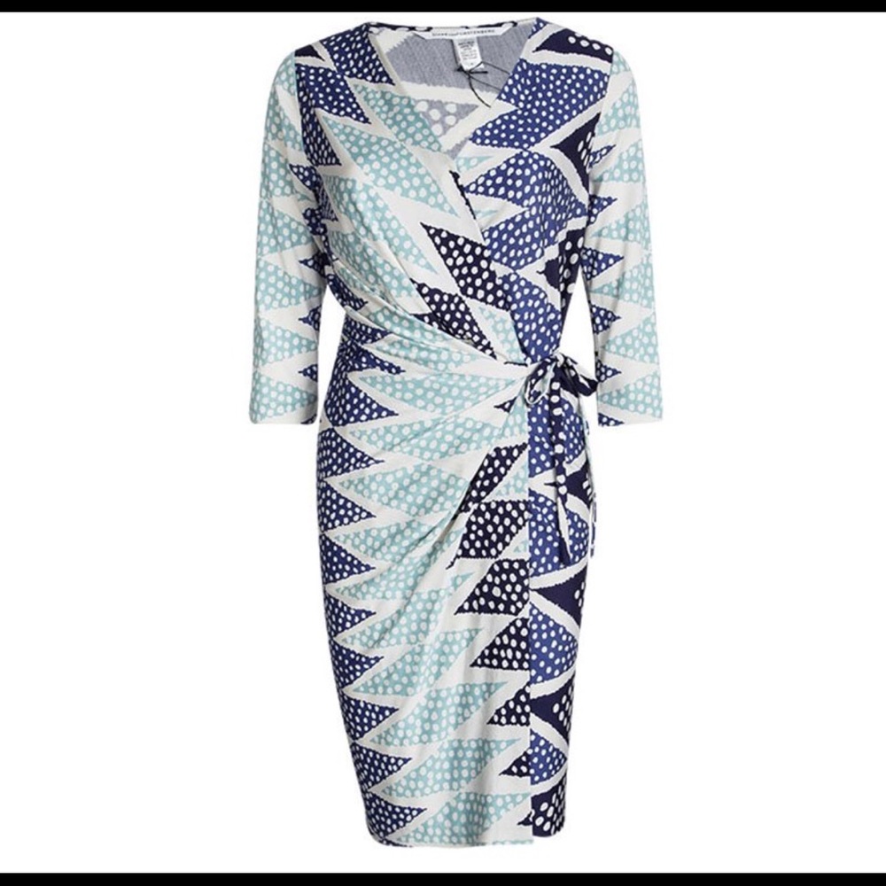 Diane Von Furstenberg DVF Wrap Dress Blue Multi 2